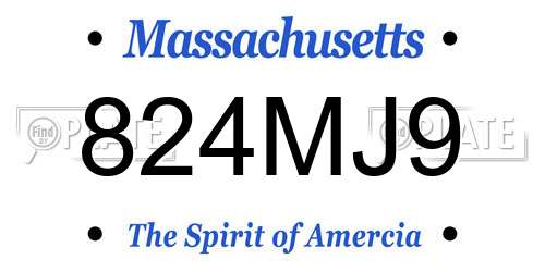 824MJ9 Massachusetts License Plate