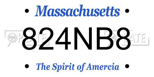 824NB8 Massachusetts License Plate