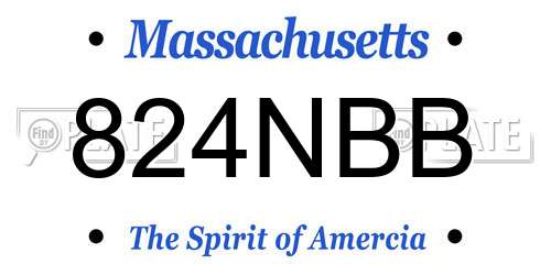 824NBB Massachusetts License Plate