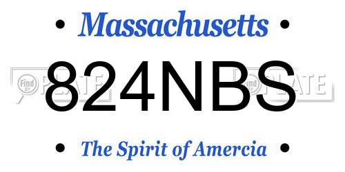 824NBS Massachusetts License Plate