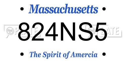 824NS5 Massachusetts License Plate