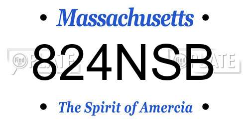 824NSB Massachusetts License Plate