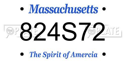 824S72 Massachusetts License Plate