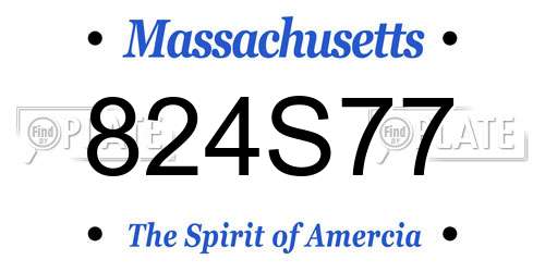 824S77 Massachusetts License Plate