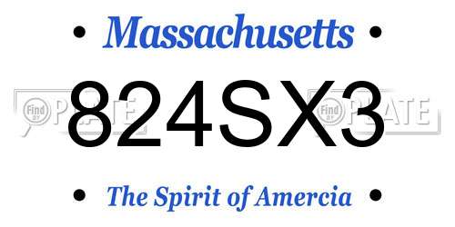 824SX3 Massachusetts License Plate