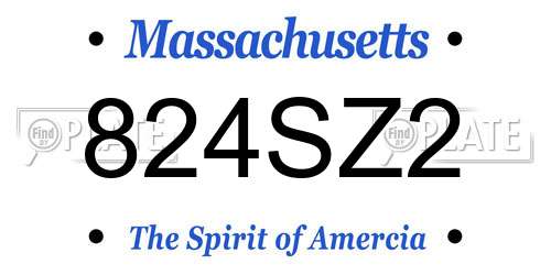 824SZ2 Massachusetts License Plate