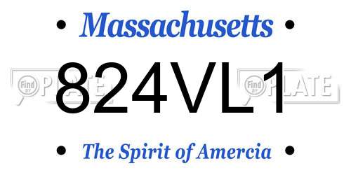 824VL1 Massachusetts License Plate