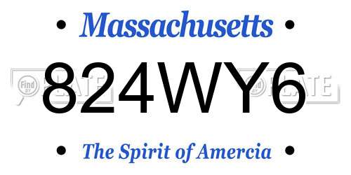 824WY6 Massachusetts License Plate