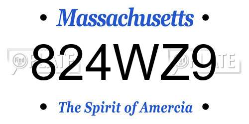 824WZ9 Massachusetts License Plate