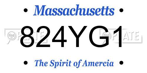 824YG1 Massachusetts License Plate