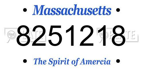 8251218 Massachusetts License Plate