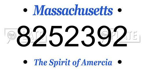 8252392 Massachusetts License Plate