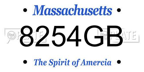 8254GB Massachusetts License Plate