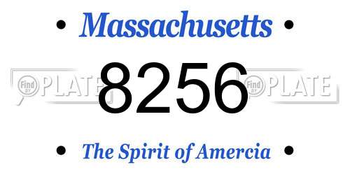 8256 Massachusetts License Plate