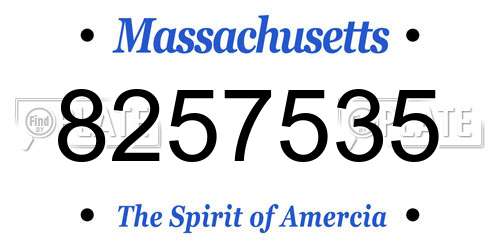 8257535 Massachusetts License Plate