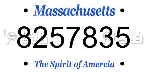 8257835 Massachusetts License Plate