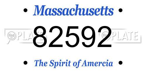 82592 Massachusetts License Plate