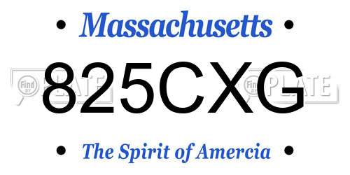 825CXG Massachusetts License Plate