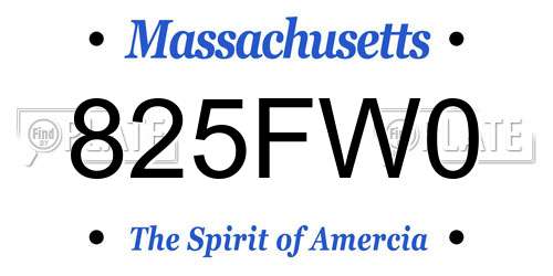 825FW0 Massachusetts License Plate