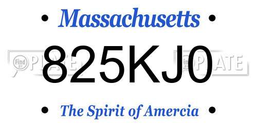 825KJ0 Massachusetts License Plate