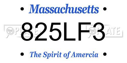 825LF3 Massachusetts License Plate