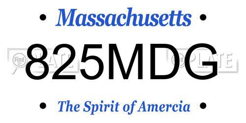825MDG Massachusetts License Plate