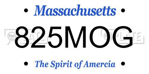 825MOG Massachusetts License Plate