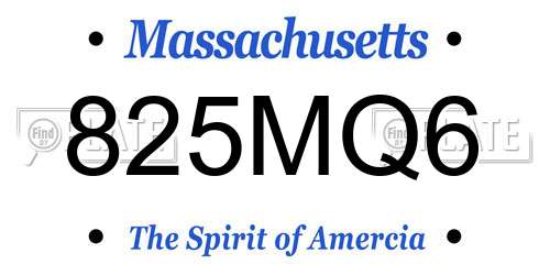 825MQ6 Massachusetts License Plate