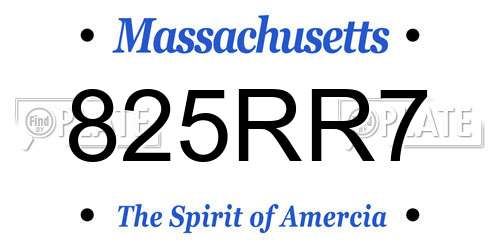 825RR7 Massachusetts License Plate