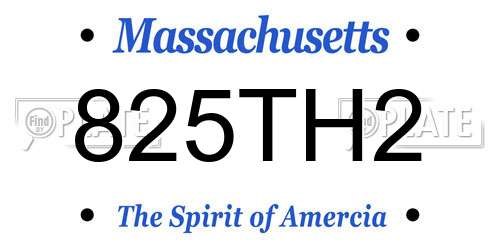 825TH2 Massachusetts License Plate