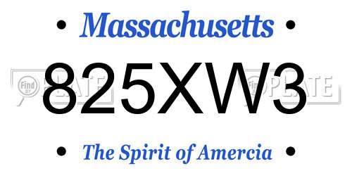 825XW3 Massachusetts License Plate