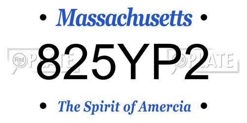 825YP2 Massachusetts License Plate