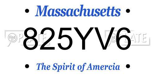 825YV6 Massachusetts License Plate