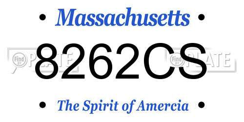 8262CS Massachusetts License Plate