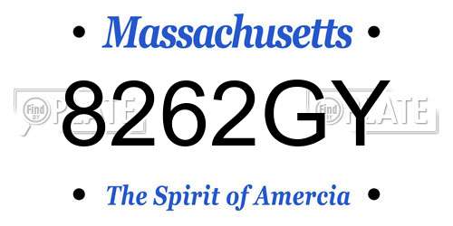 8262GY Massachusetts License Plate