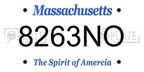 8263NO Massachusetts License Plate
