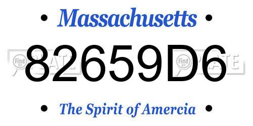 82659D6 Massachusetts License Plate
