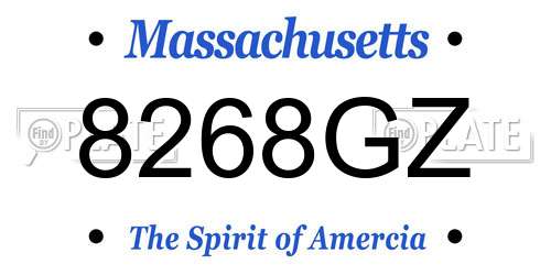 8268GZ Massachusetts License Plate
