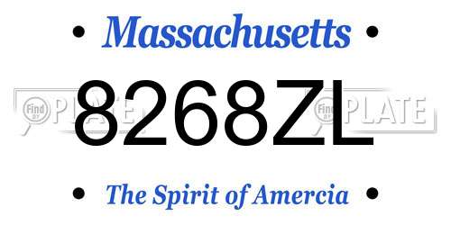 8268ZL Massachusetts License Plate