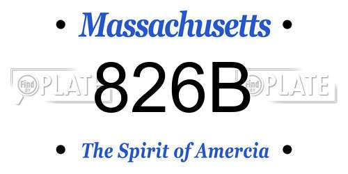 826B Massachusetts License Plate