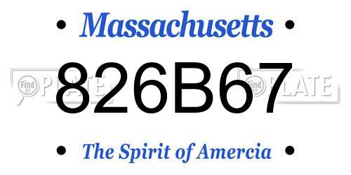 826B67 Massachusetts License Plate
