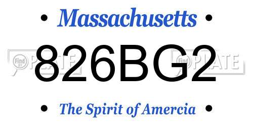 826BG2 Massachusetts License Plate