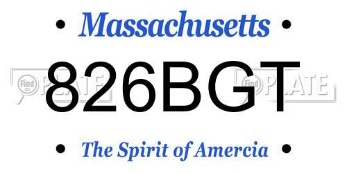 826BGT Massachusetts License Plate
