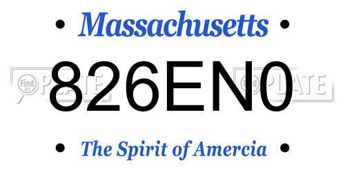 826EN0 Massachusetts License Plate
