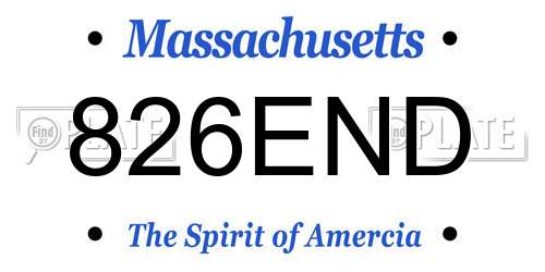 826END Massachusetts License Plate