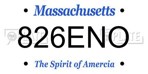 826ENO Massachusetts License Plate