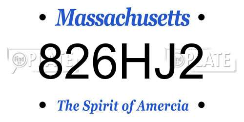 826HJ2 Massachusetts License Plate