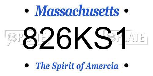 826KS1 Massachusetts License Plate
