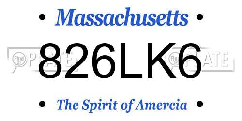 826LK6 Massachusetts License Plate