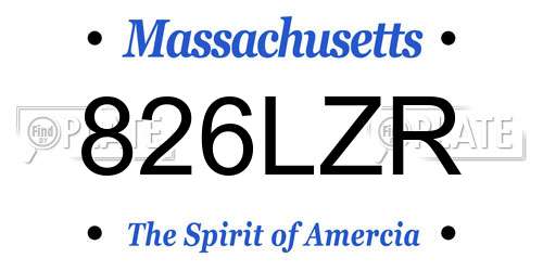 826LZR Massachusetts License Plate